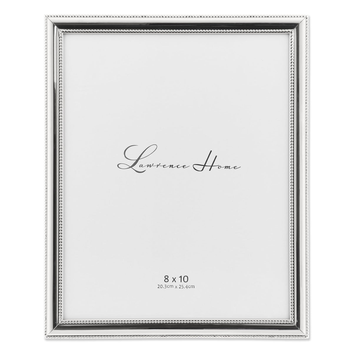 Lawrence Frames 510780 silver-plated 8x10 frame with beading for elegant wall or table display.