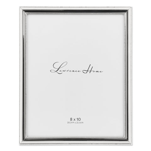 Lawrence Frames 510780 silver-plated 8x10 frame with beading for elegant wall or table display.