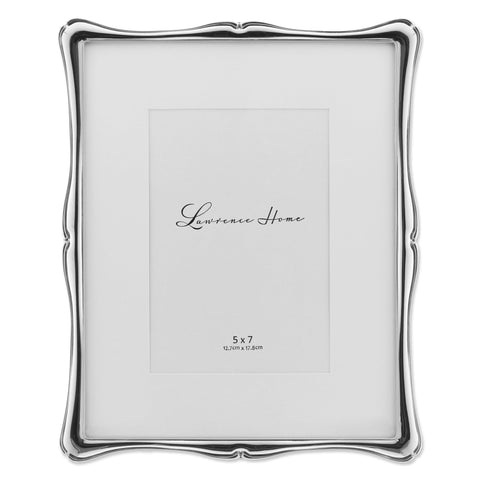 Lawrence Frames 710280 silver metal romance frame with bevel mat for 5x7 photo display