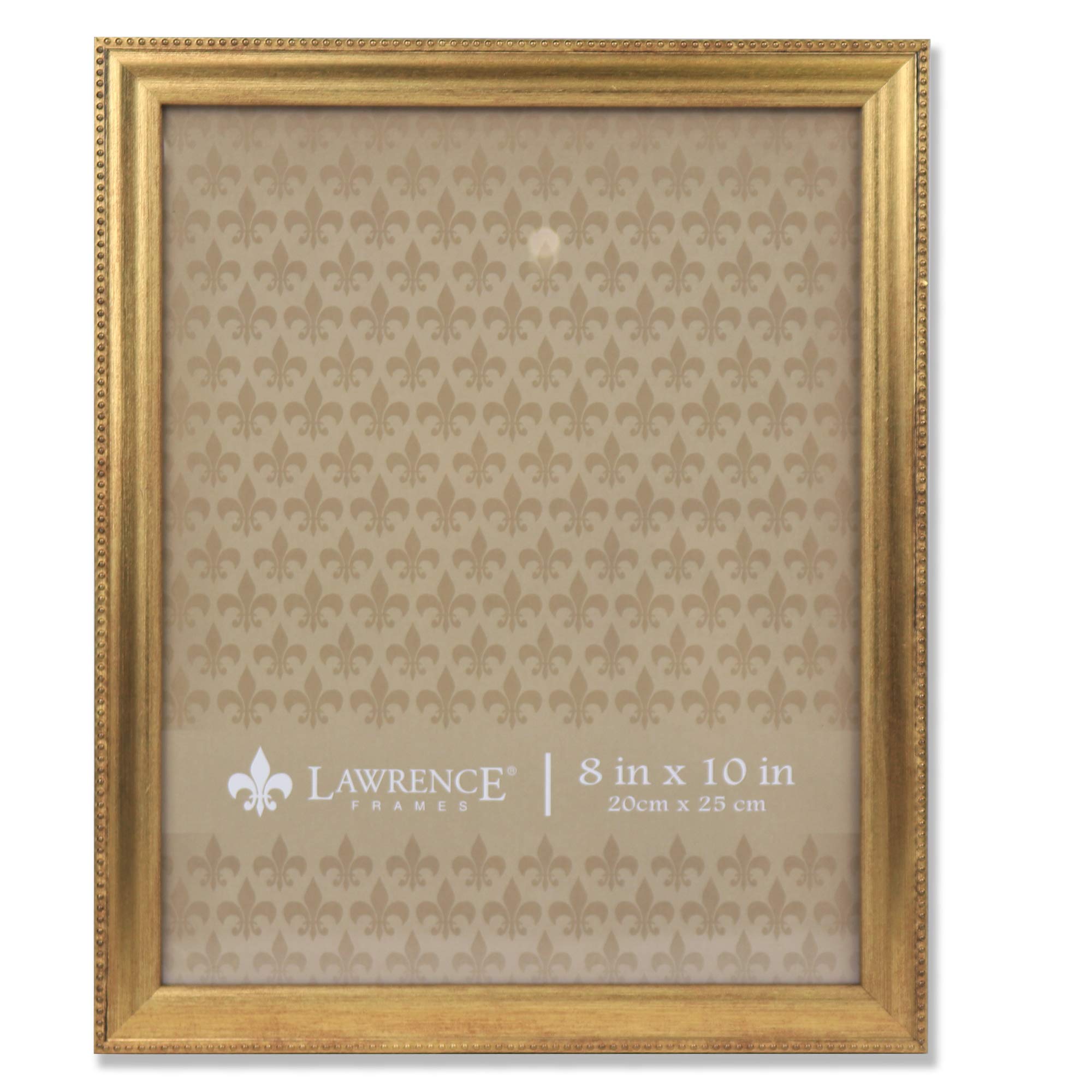 Lawrence Frames classic bead frame with 8x10 gold finish for elegant wall or table displays.