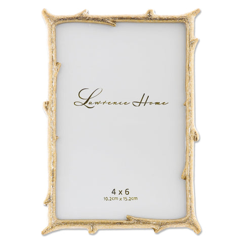 Lawrence Frames gold branch design 4x6 frame ideal for wall display.