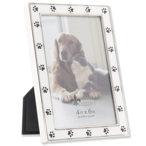 Lawrence Frames paw print frame back view showing velvet easel backing and wall hangers for versatile display