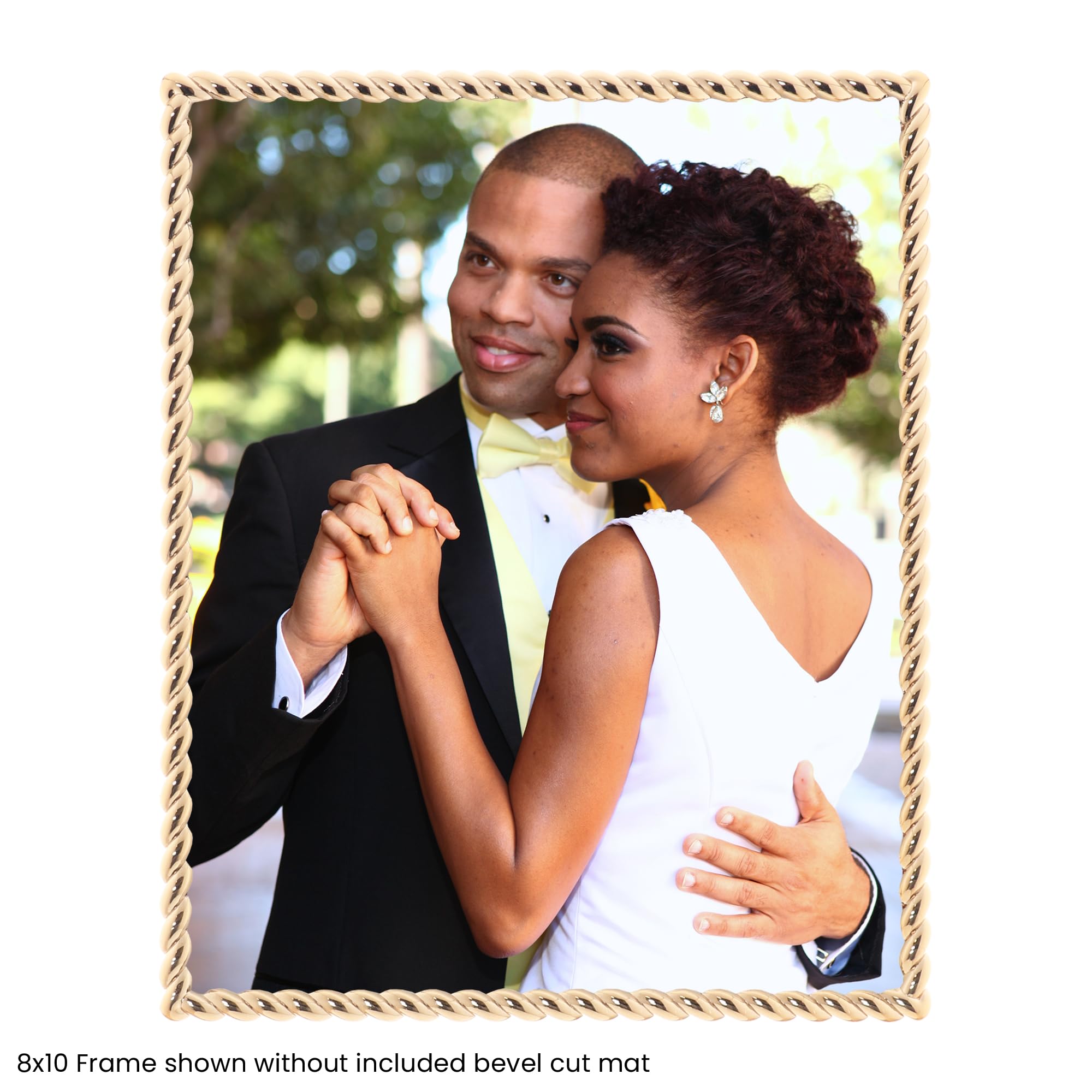 Lawrence Frames Rope Design Gold Frame with 5x7 mat, showcasing gallery-ready presentation