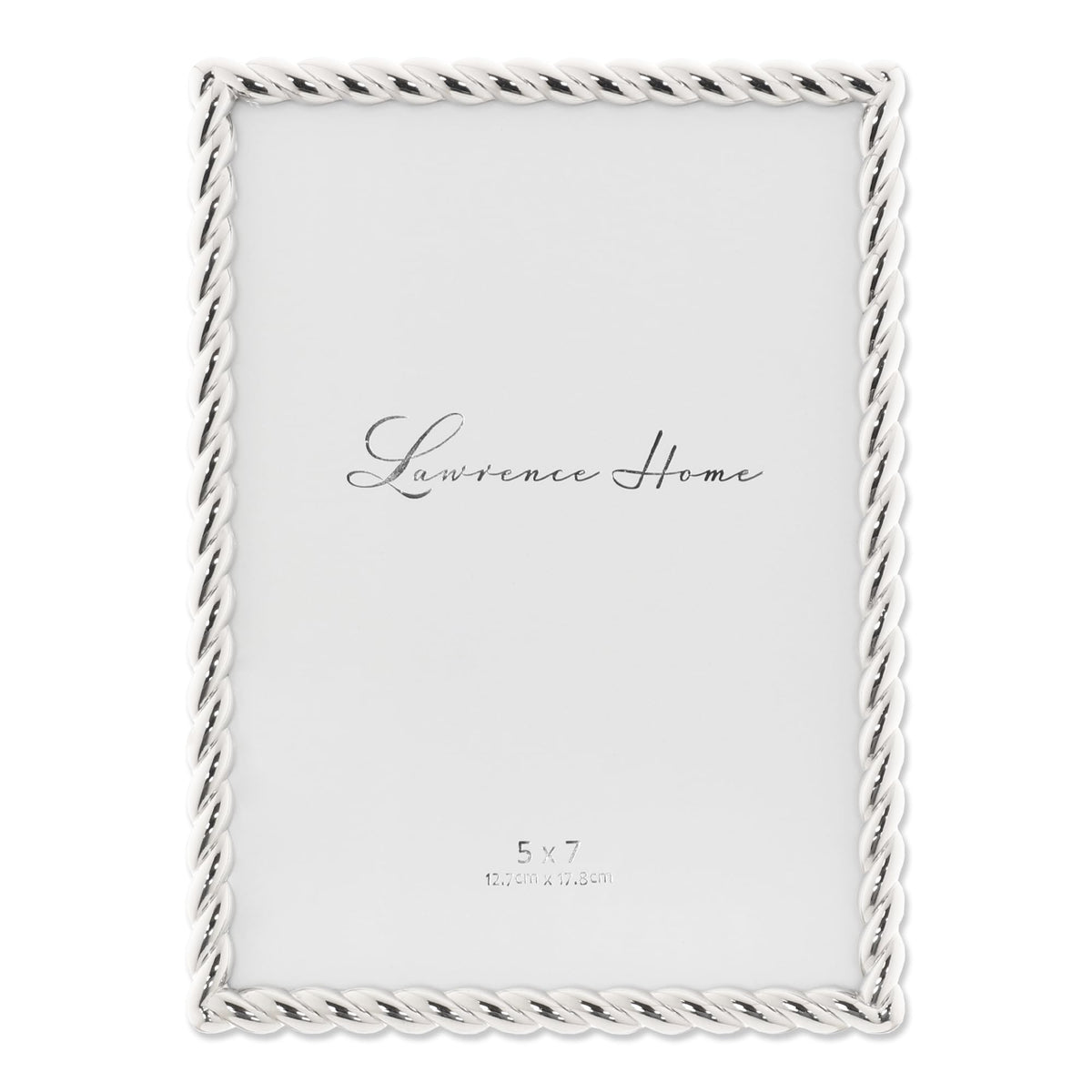 Lawrence Frames Rope Design Metal Frame 5x7 Silver front view enhances photo display