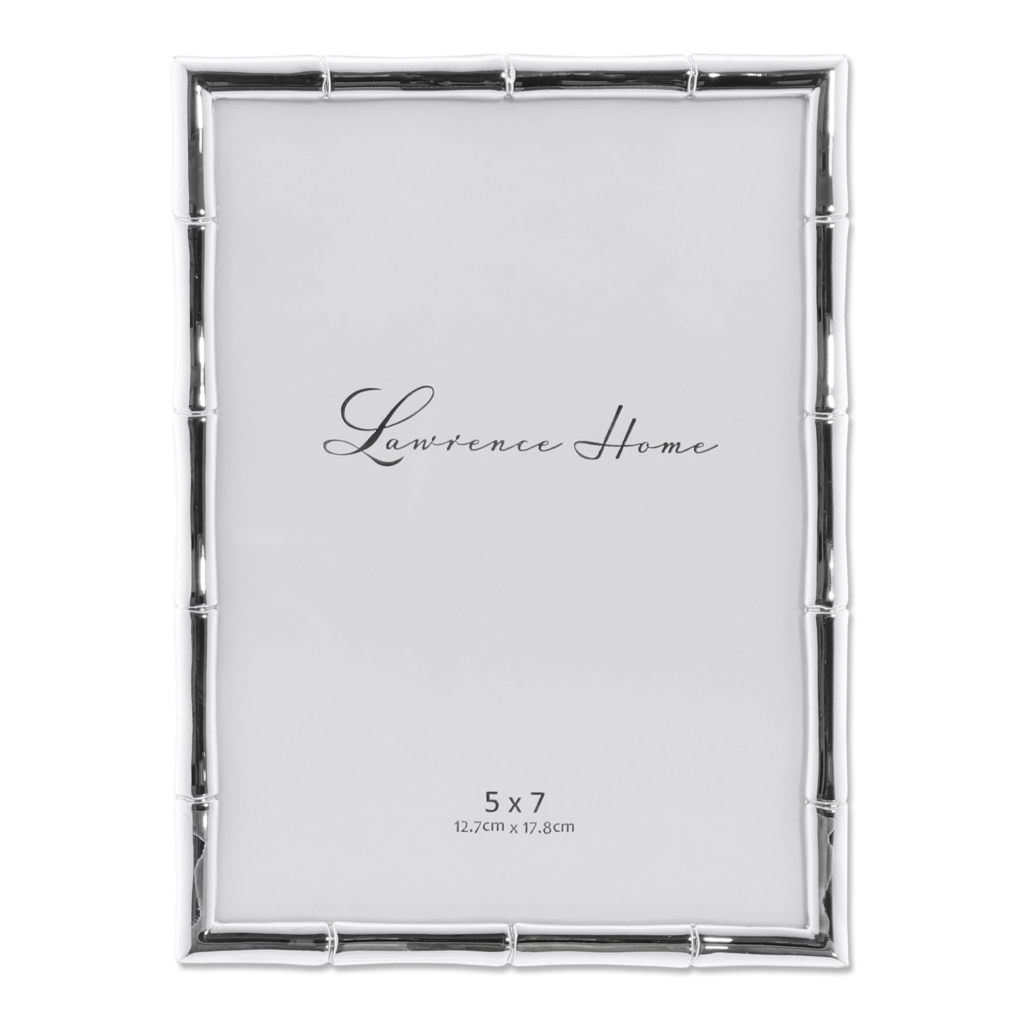 Lawrence Frames silver metal bamboo 5x7 frame adds a contemporary touch to any space.