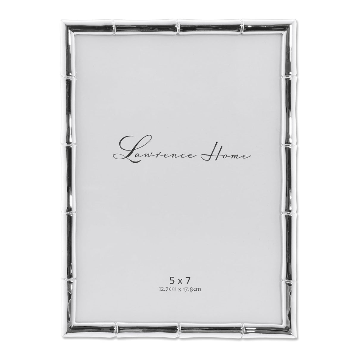 Lawrence Frames silver metal bamboo 5x7 frame adds a contemporary touch to any space.