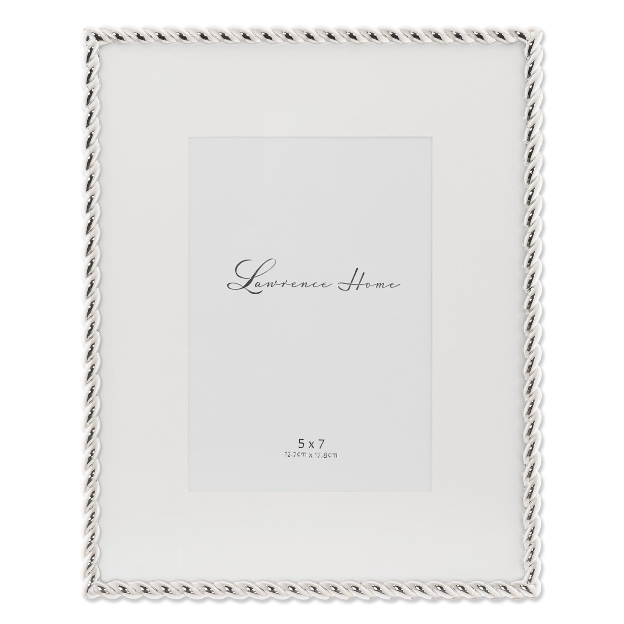 Lawrence Frames silver metal rope 8x10 front view highlights elegant detailing for wall display.