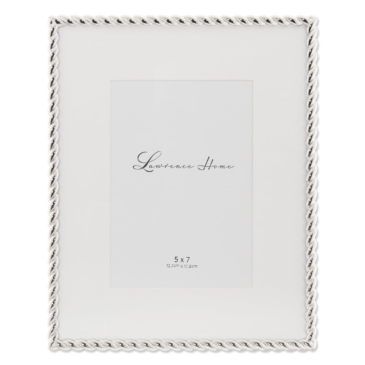 Lawrence Frames silver metal rope 8x10 front view highlights elegant detailing for wall display.