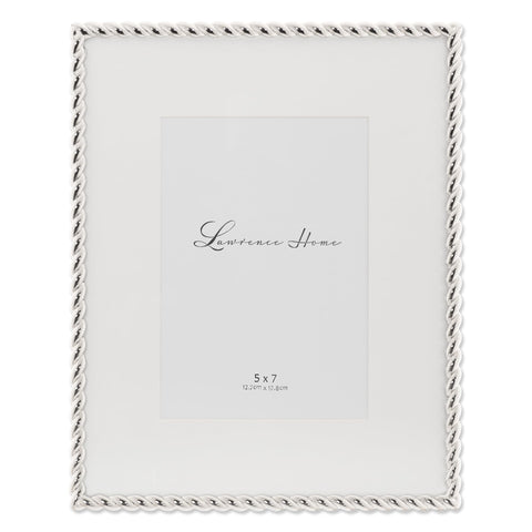 Lawrence Frames silver metal rope 8x10 front view highlights elegant detailing for wall display.