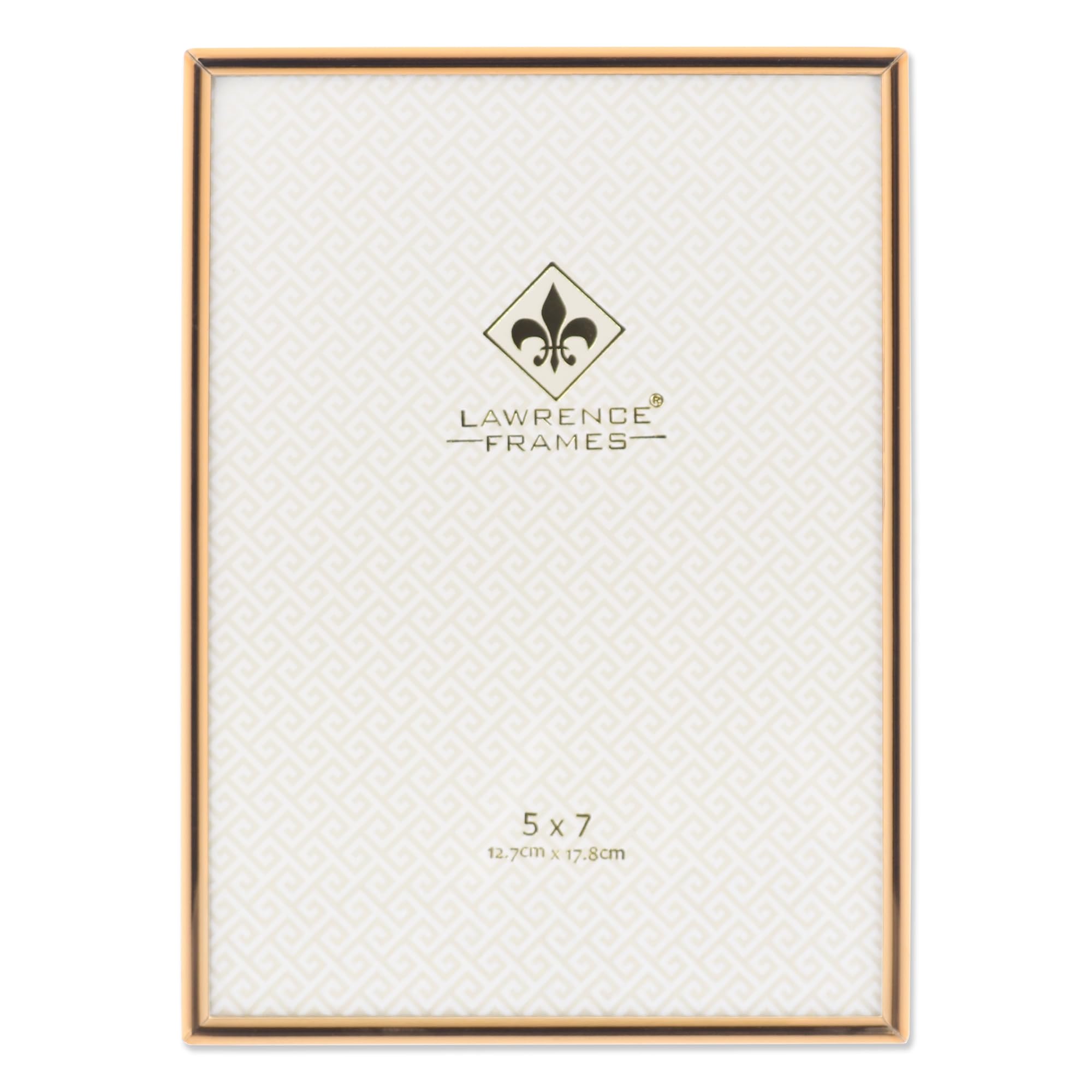 Lawrence Frames Simply Gold 5x7 frame front view, ideal for tabletop or wall display.
