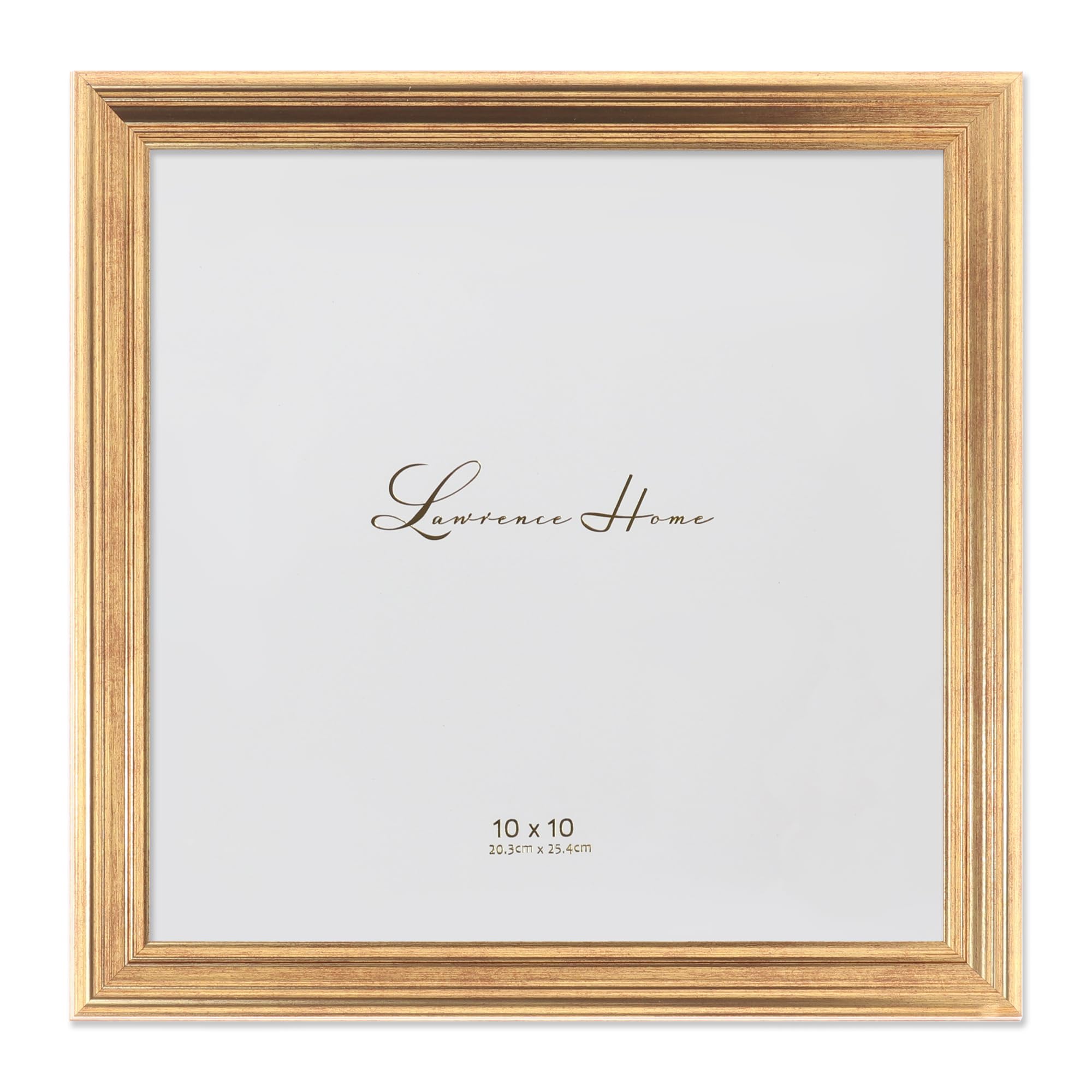 Lawrence Frames Sutter burnished gold frame for 10x10 photos, ideal for wall or shelf display
