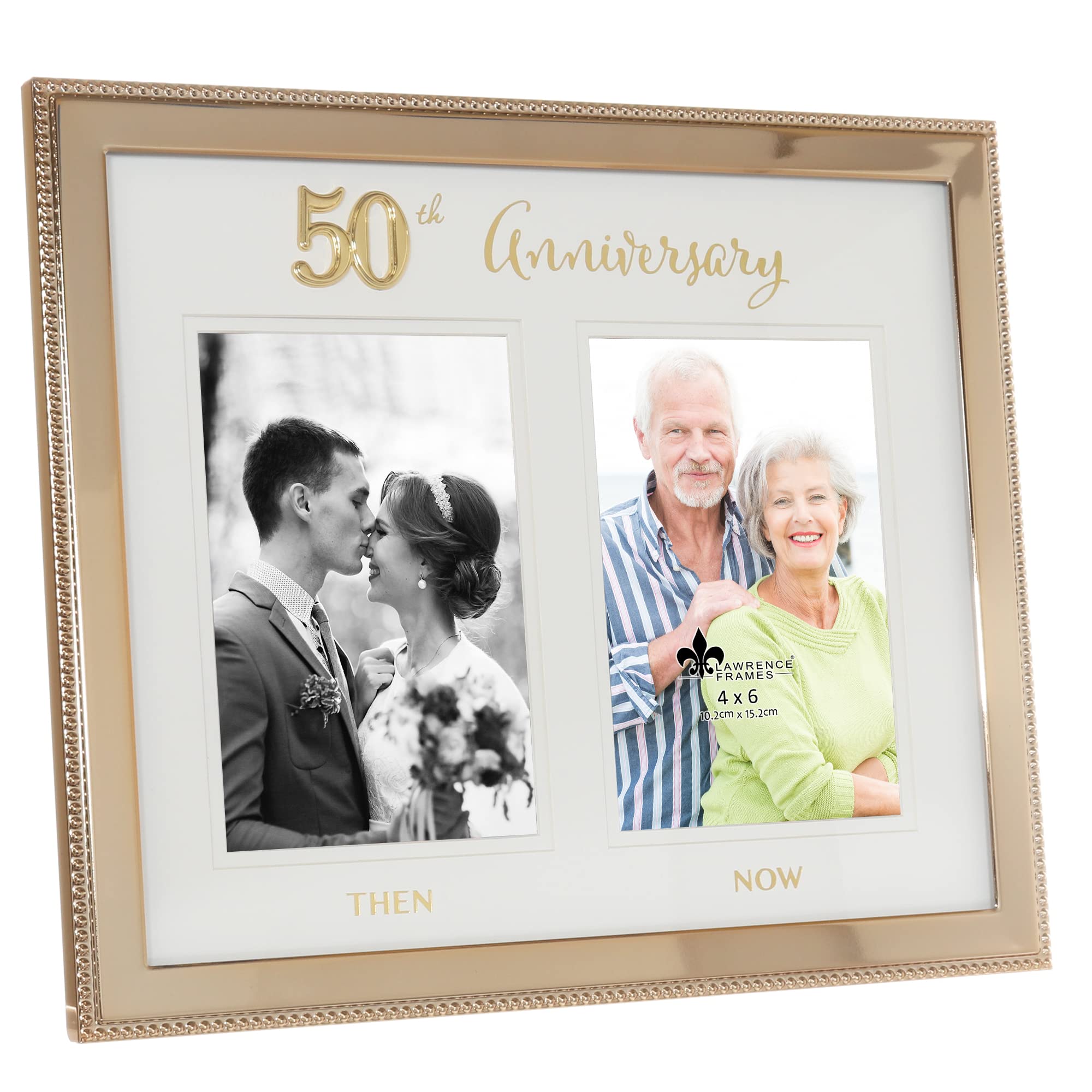 Lawrence Frames 50th anniversary applique frame with a lustrous metal finish for elegant decor