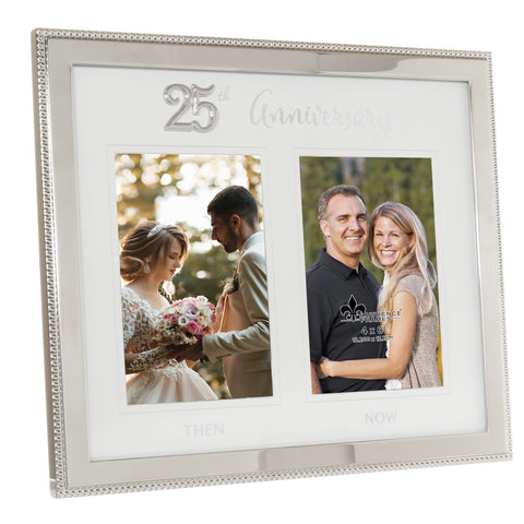 Lawrence Frames Then and Now close-up of metal beading and anniversary applique for an elevated look.