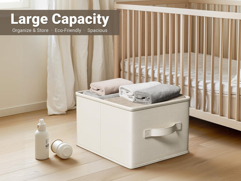 LayerSpace storage bin with collapsible design for space-saving laundry and shelves.