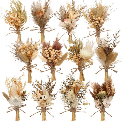 Layhit boho dried flower bouquet 12-pcs for rustic wedding decor and photos