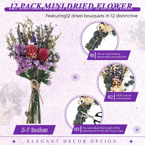 Layhit mini dried flower bundles in varied colors for home decor