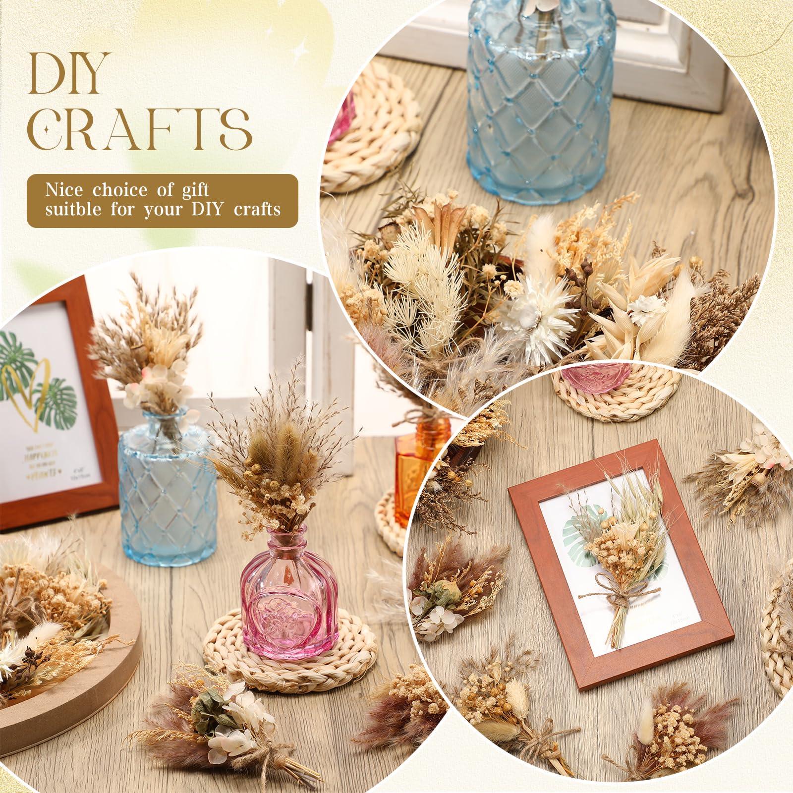 Layhit rustic dried flowers home decor for shelves and tabletops