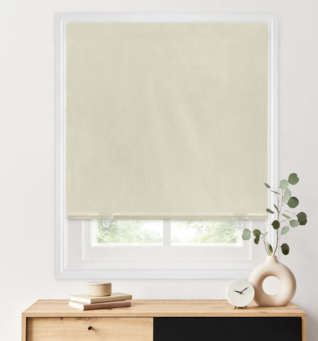 LazBlinds 100% blackout roller shade cream blocks light for privacy