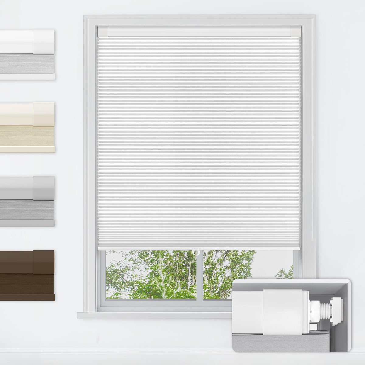 LazBlinds no-tools-no-drill inside-mount setup for easy installation