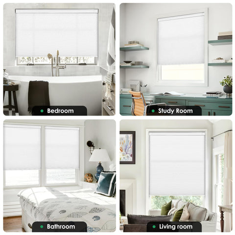 LazBlinds white window shade on a framed window.
