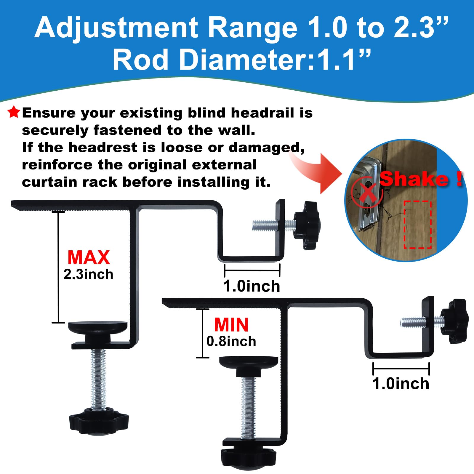 LAZTZQ internal curtain rod set one-piece design for strong support