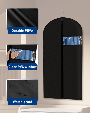 Lazydrop black garment bag suited for hanging clothes and travel.