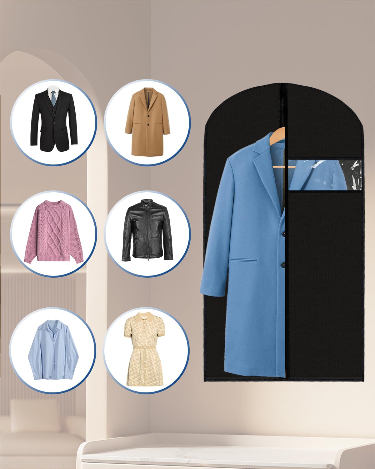 Lazydrop garment bag ideal for packing suits and jackets on the go.