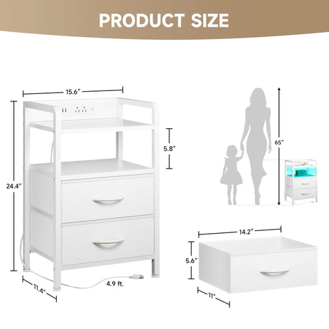Lazzanto nightstand adjustable footpads ensure stable placement.
