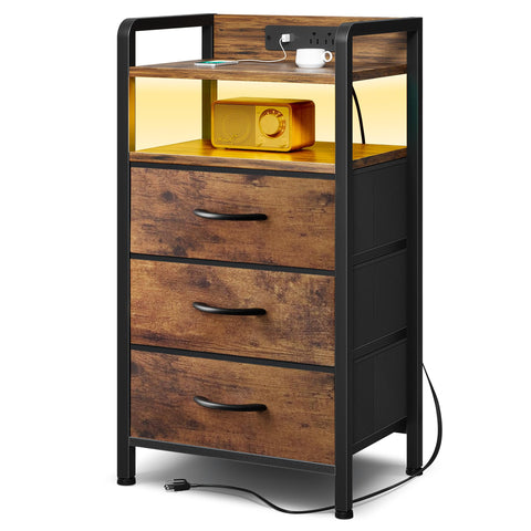 Lazzanto night stand with LED light strip providing ambient reading light