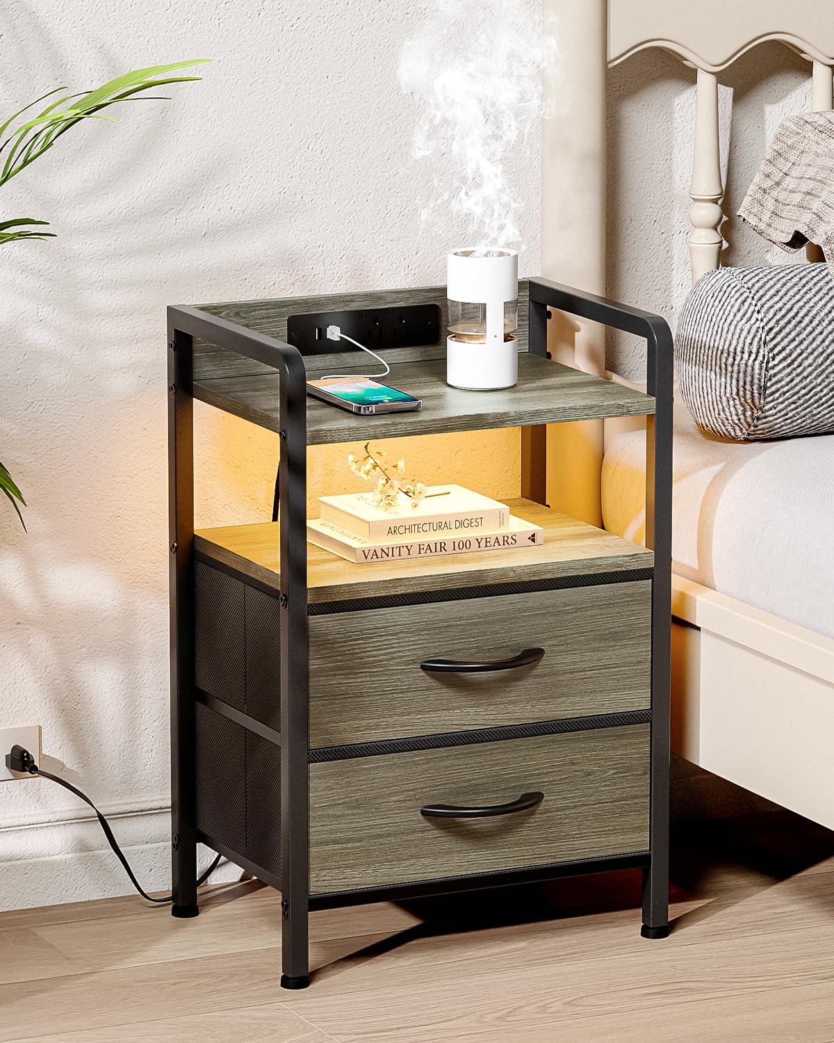 Lazzanto night stand charging station keeps devices powered without clutter
