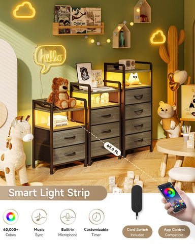 Lazzanto night stand with two fabric drawers keeps essentials organized