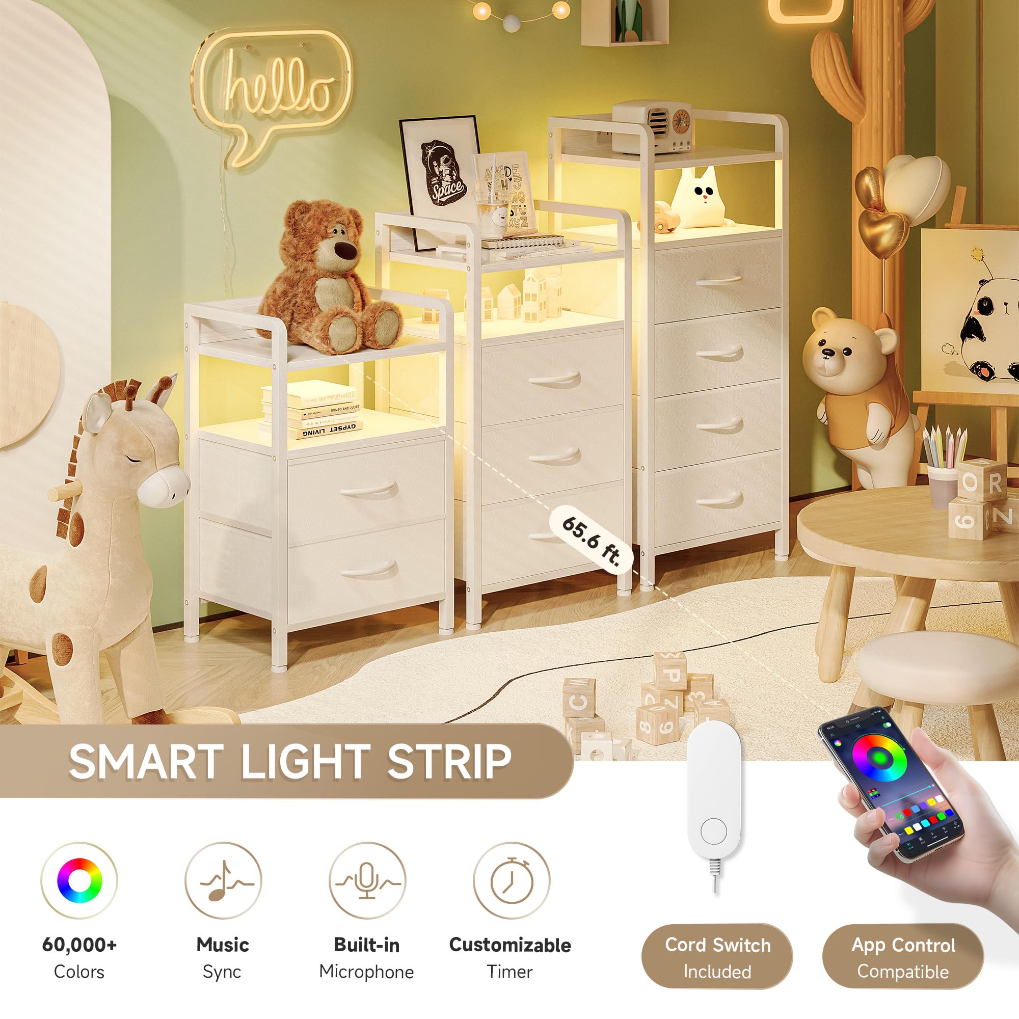 Lazzanto nightstand drawers for organized bedside essentials.
