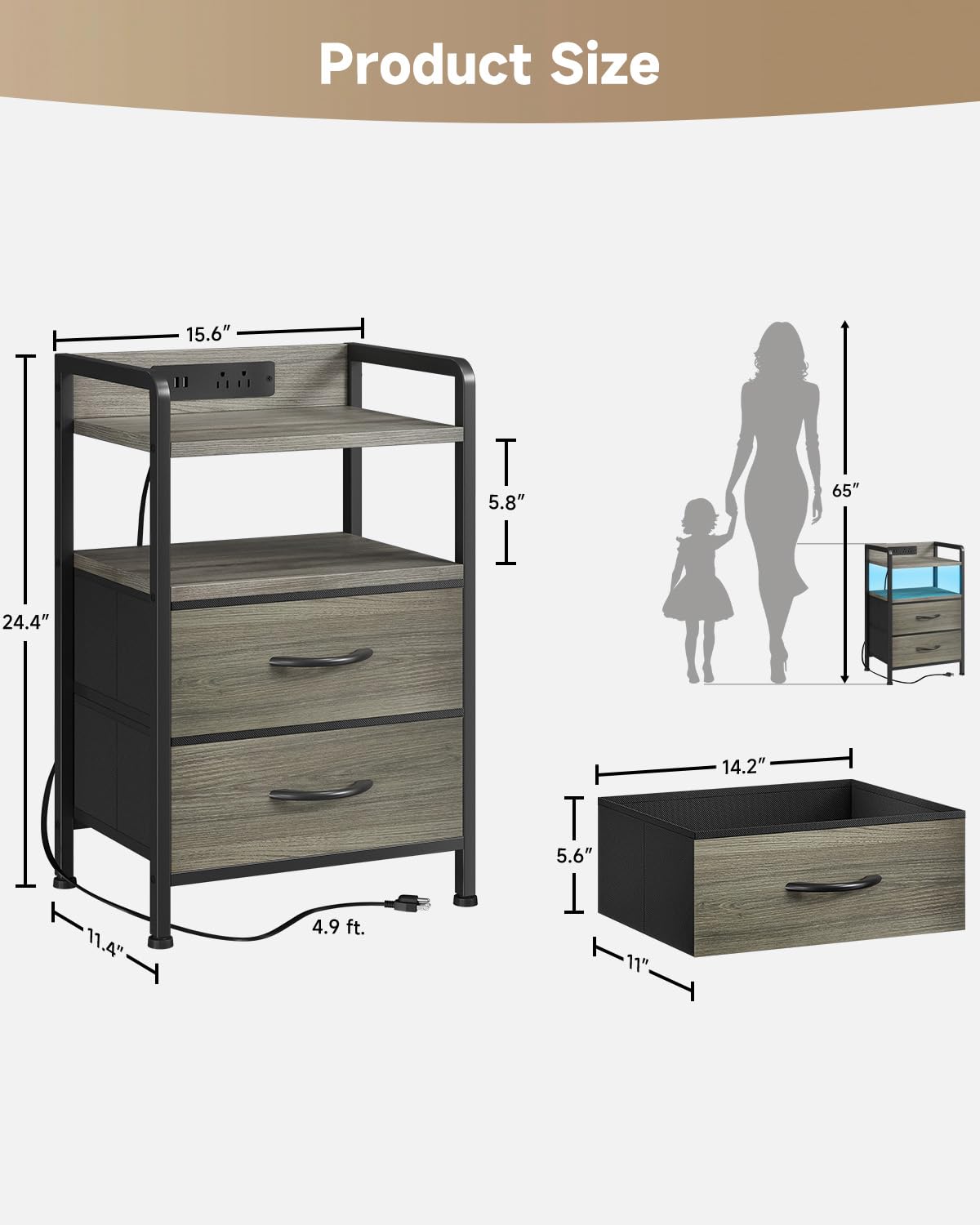 Lazzanto night stand LED strip ambient lighting for evenings