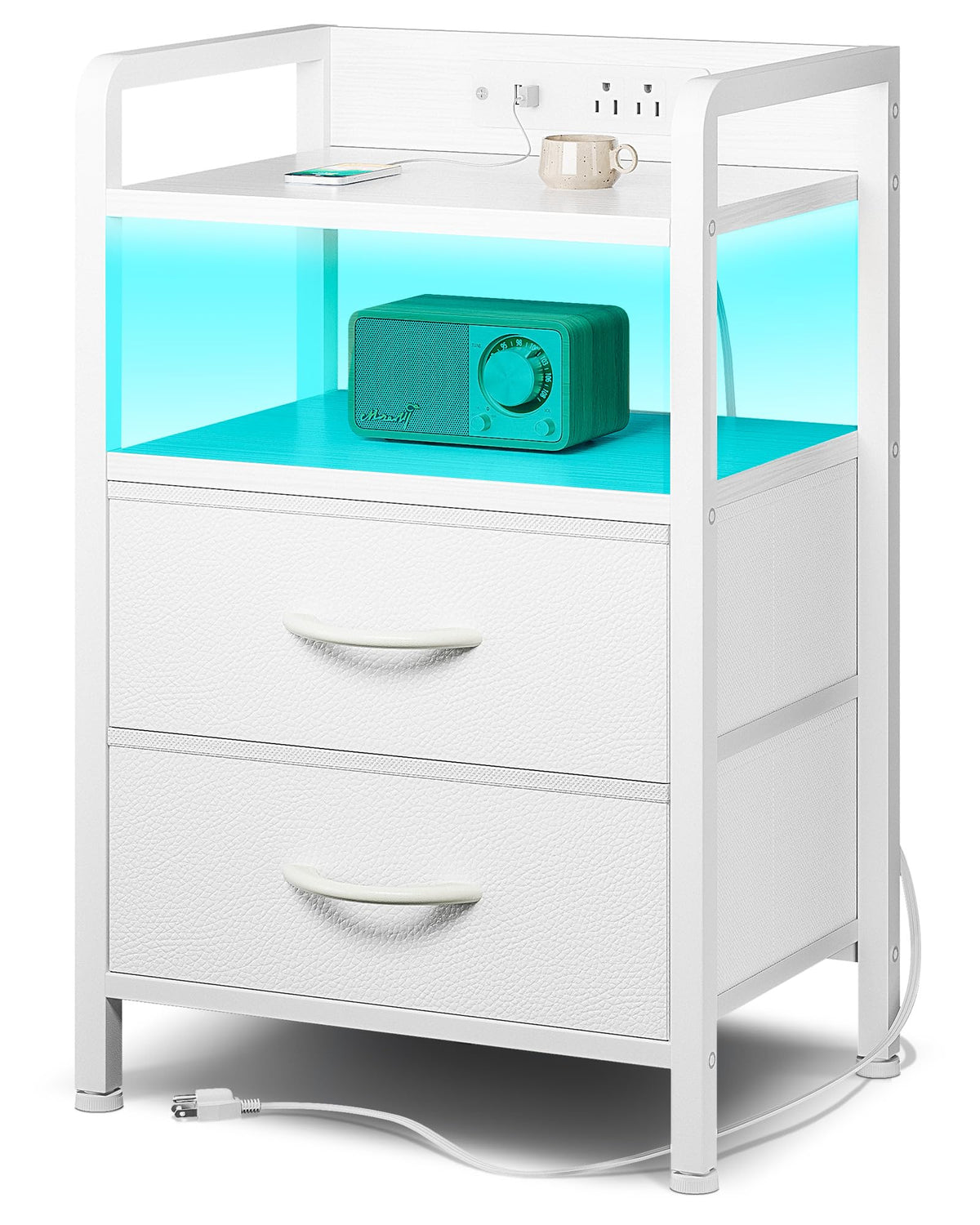 Lazzanto nightstand with LED strip providing ambient bedside lighting.