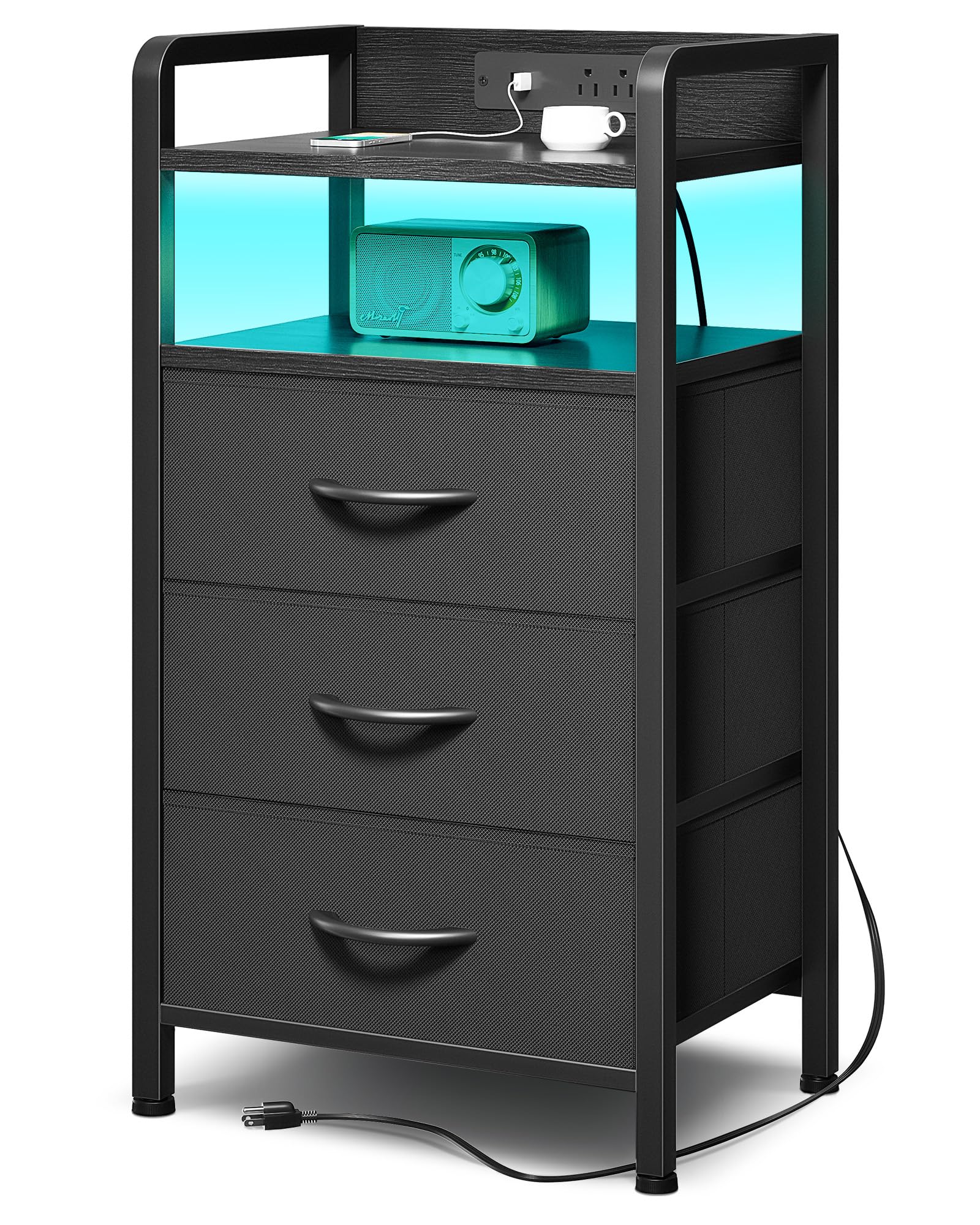 Lazzanto night stand with LED strip lighting for ambient bedside glow.