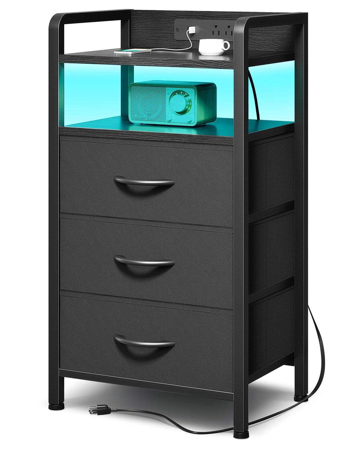 Lazzanto night stand with LED strip lighting for ambient bedside glow.