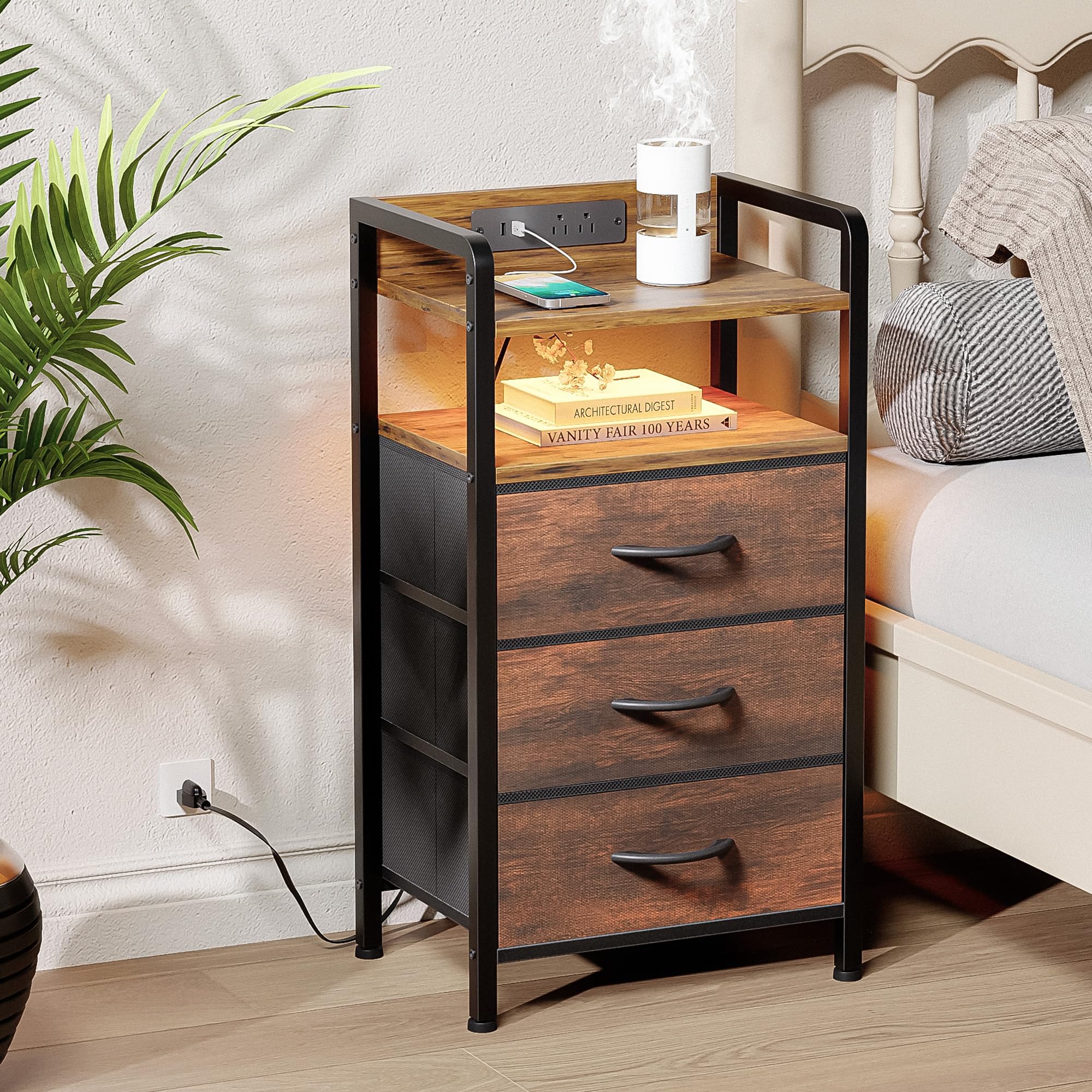 Lazzanto night stand USB ports for convenient bedside charging