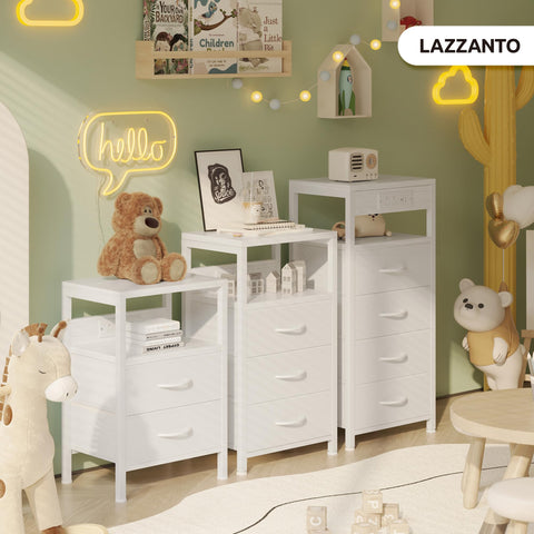 Lazzanto NightStand in a bedroom setup for versatile use.