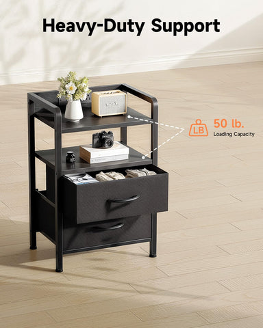 Lazzanto nightstand in a modern bedroom setup showing balanced design.