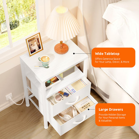 Lazzanto NightStand fabric drawers for neat, discreet storage.