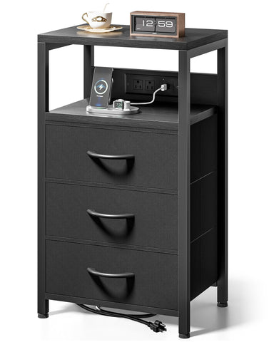 Lazzanto NightStand with front charging station for easy bedside power access