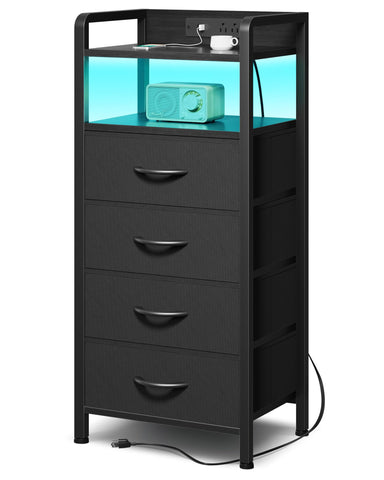 Lazzanto nightstand front view with LED strip for ambient bedroom lighting