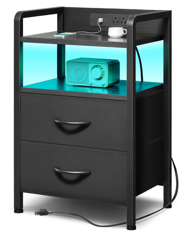 Lazzanto nightstand with LED strip for ambient bedroom lighting.