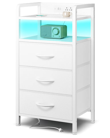 Lazzanto Night Stand with LED strip adds soft ambient lighting for relaxing evenings.