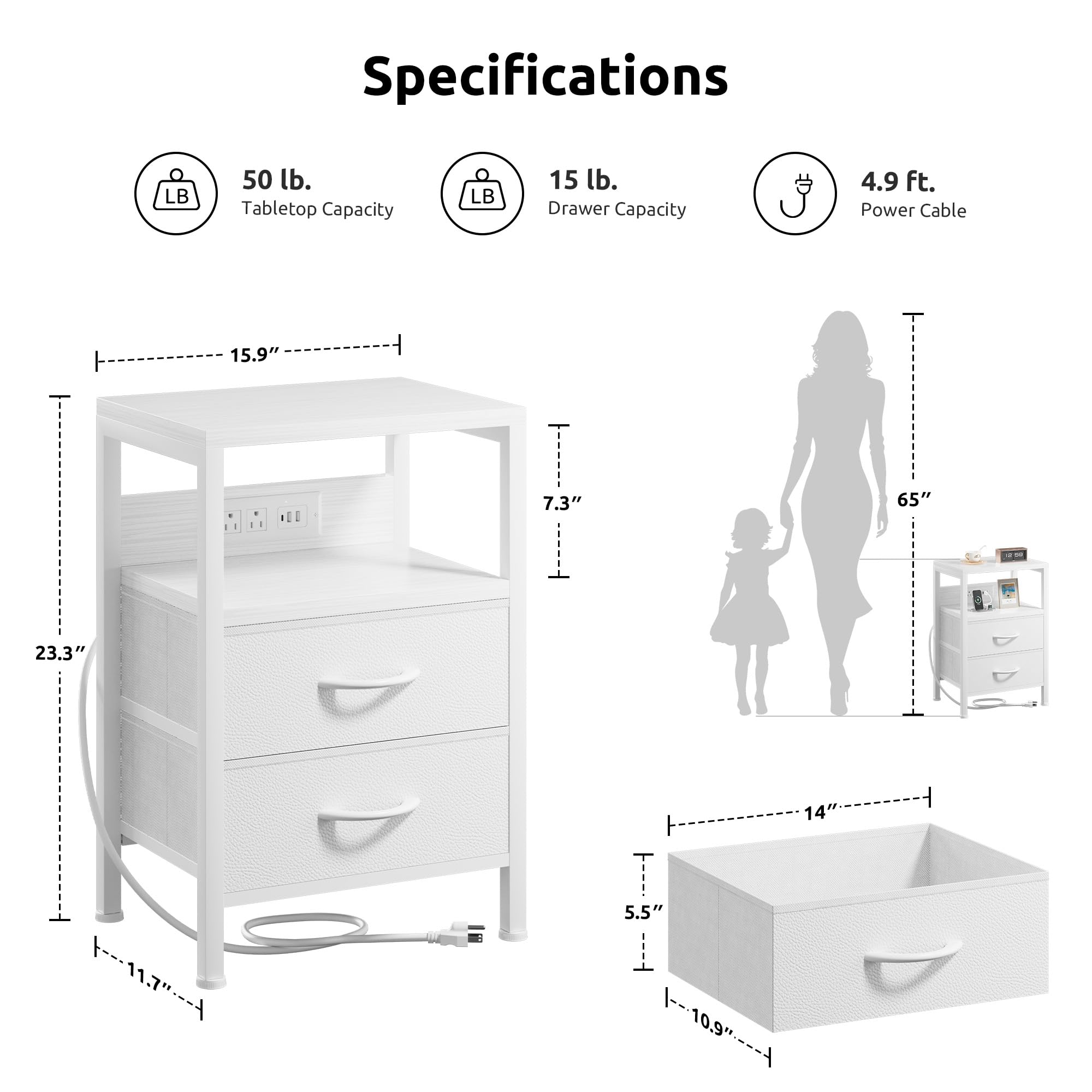 Lazzanto NightStand open shelf for easy reach of books or speakers.