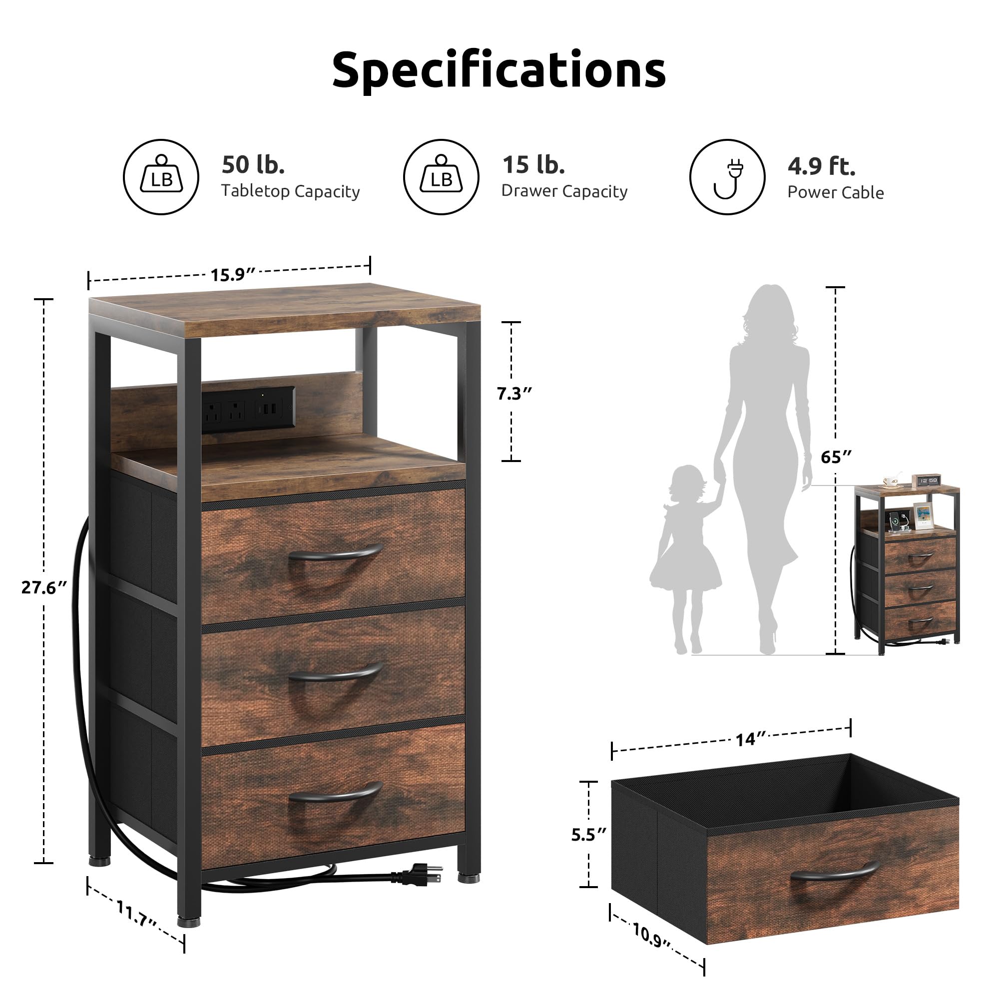 Lazzanto nightstand open shelf styled for books and speakers.