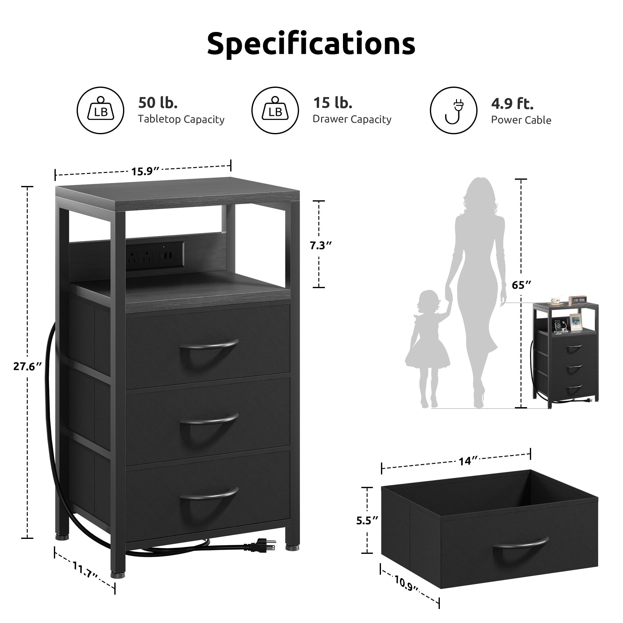 Lazzanto NightStand open shelf showing accessible storage space