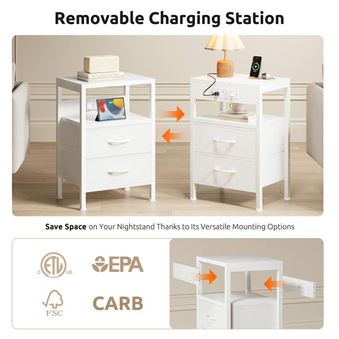 Lazzanto NightStand with charging back configuration for flexible room layout.