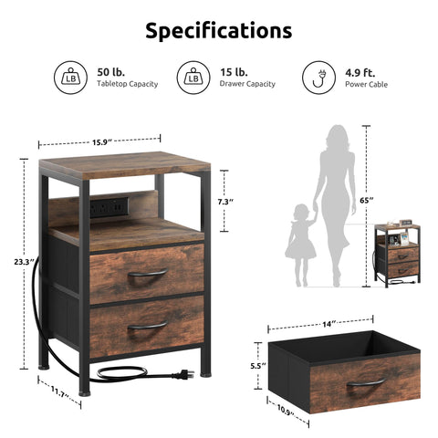 Lazzanto NightStand top view highlights roomy surface for lamp and essentials.