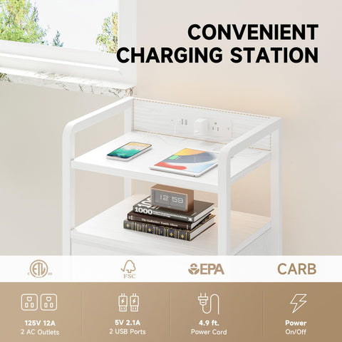 Lazzanto Night Stand top is water-resistant, protecting surfaces from spills.